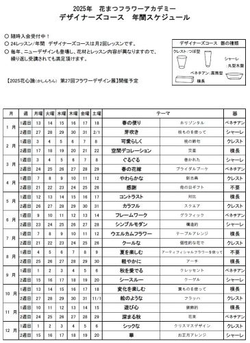  2025年デザイナーズコーススケジュール